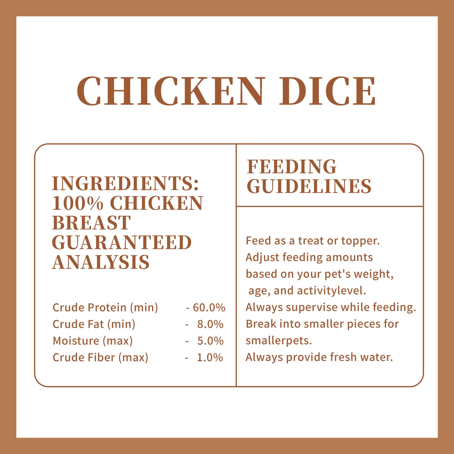 Freeze Dried Chicken Dice Dog & Cat Treats 3.5oz High Protein Peach Pet
