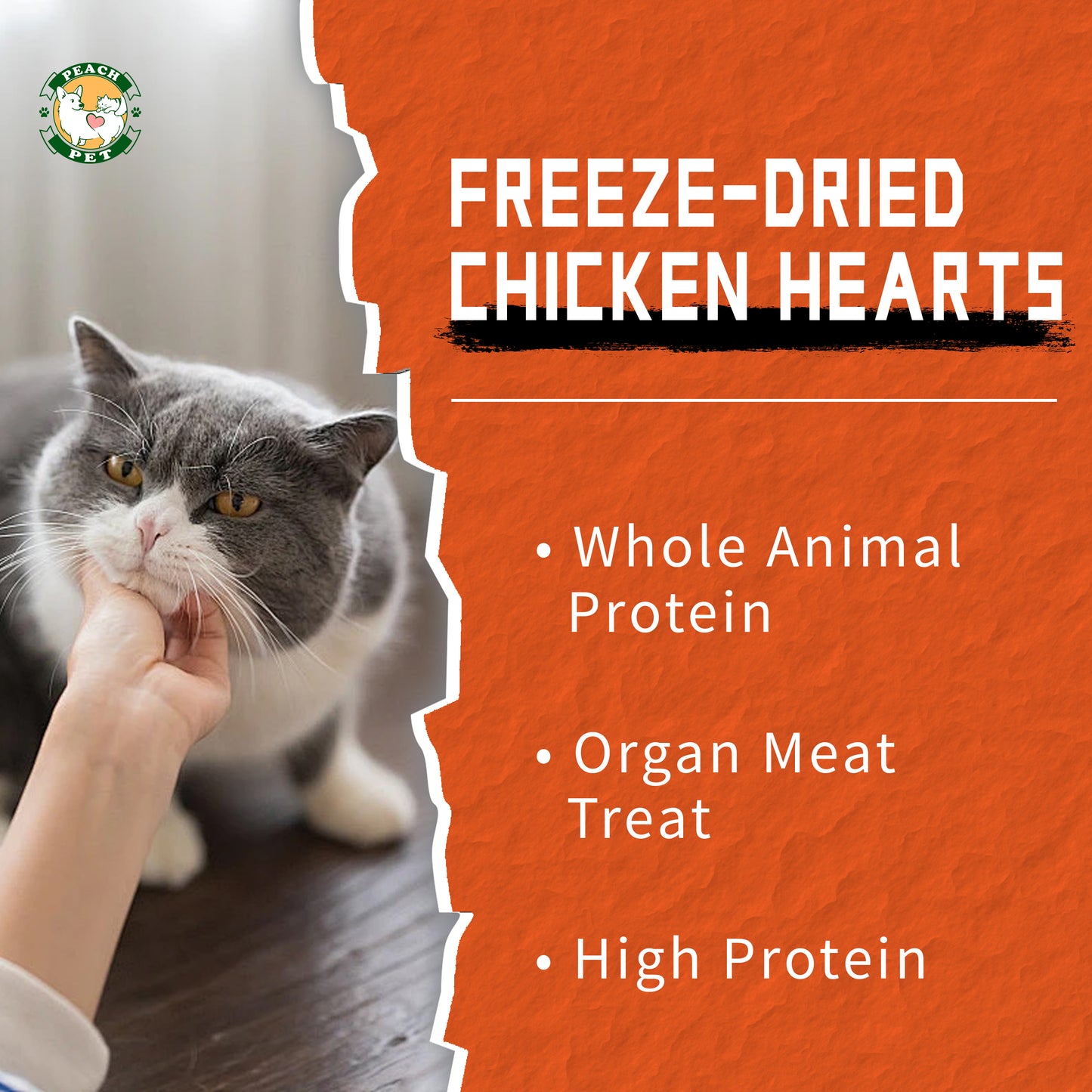 Peach Pet Freeze-Dried Cat Crunchy Treats Variety Pack -4-Pack, 3.5oz, High Protein Snacks with Real Meat Lean Cuts Variety Mix