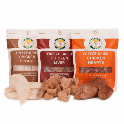 Peach Pet Freeze-Dried Chicken Variety Pack 3 Pack High Protein 3.5oz