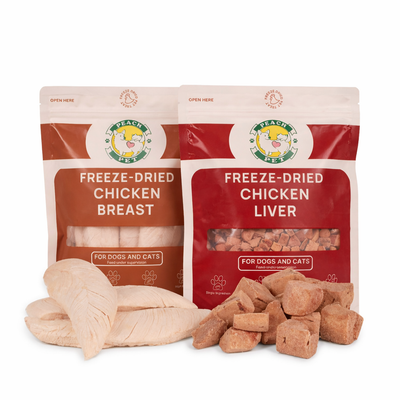 Freeze Dried Chicken Breast & Liver Dog & Cat Treats 2 Pack Peach Pet