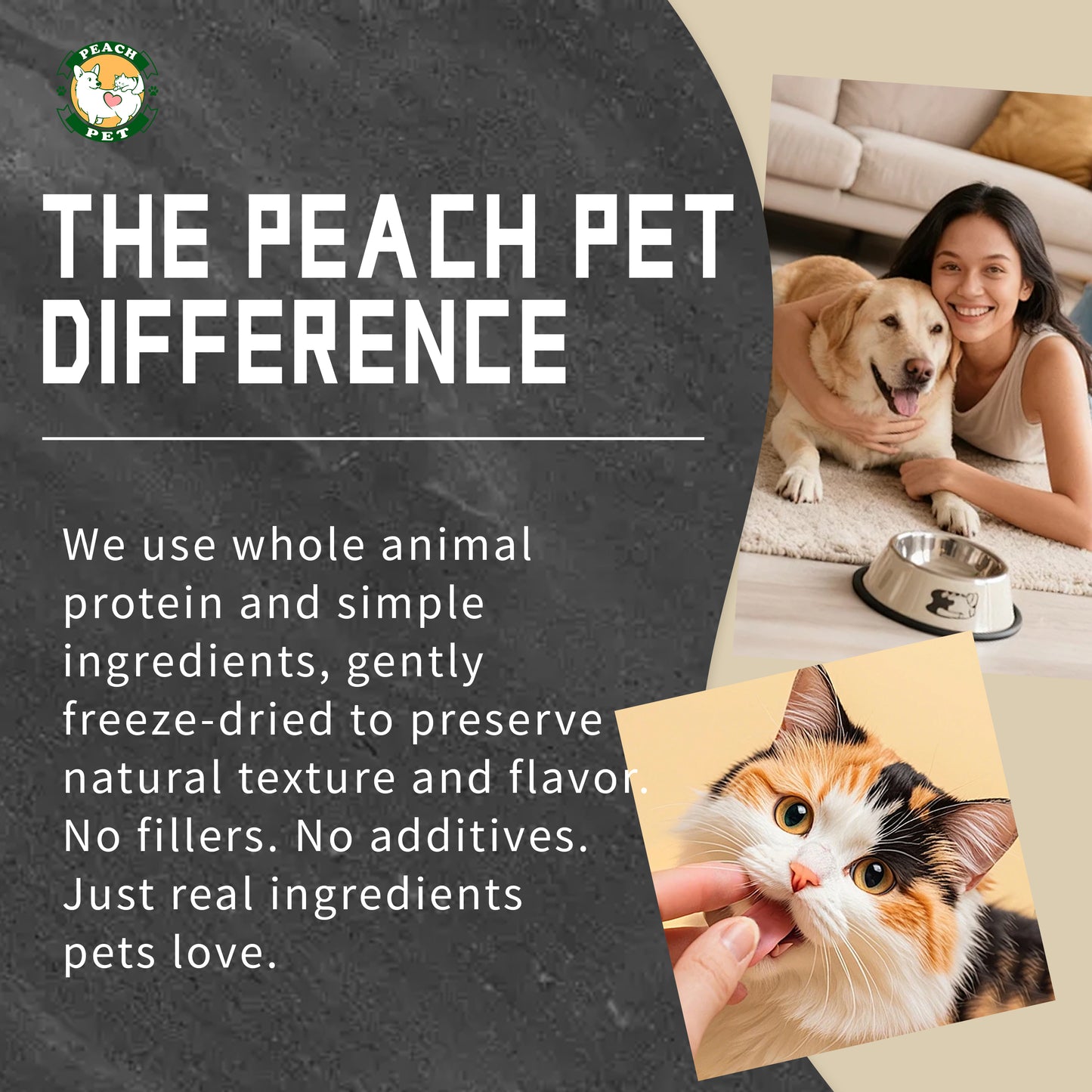 Freeze Dried Chicken Breast Dog & Cat Treats 3.5oz High Protein Peach Pet